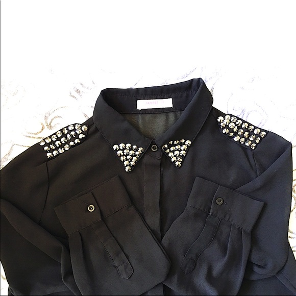 Black sheer studded button ⬇️⚫️ - Picture 2 of 6